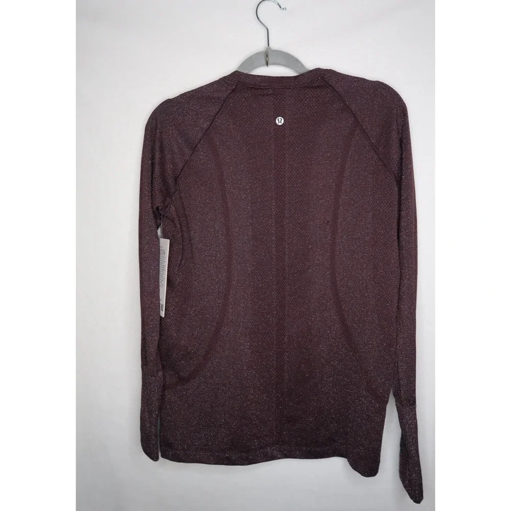 Swiftly Tech Long-Sleeve Shirt 2.0 Hip Length 10 Balck Plum/Rainbow‎ Lurex NWT